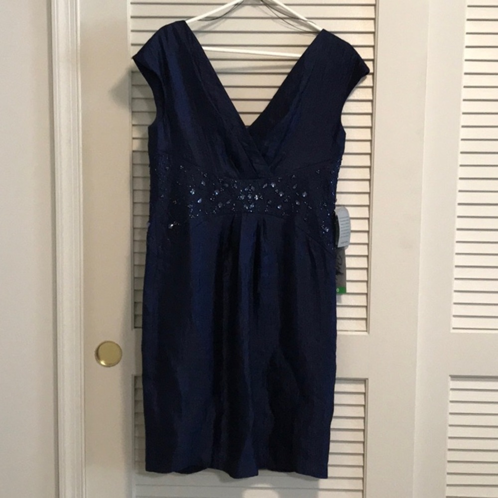 NWT Patra sleeveless navy dressy dress with beads - 10P